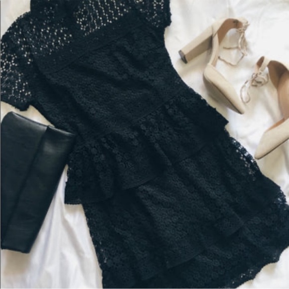 COPY - Luxxel Black Embroidered Lace Peek a Boo Tiered Dress - Picture 5 of 12